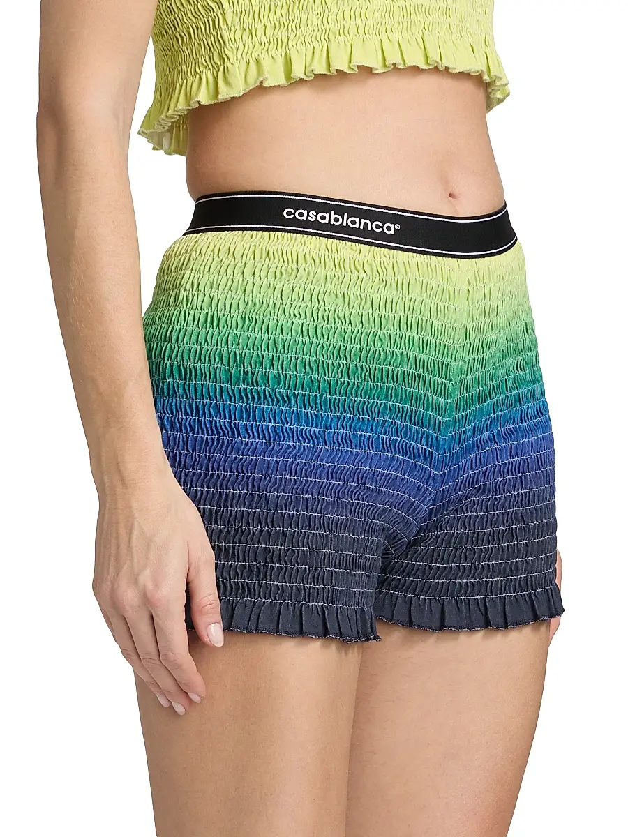 Casablanca Women's Gradient Shirred Cotton Shorts - Gradient | Thumbnail 4 Casablanca Women's Gradient Shirred Cotton Shorts - Gradient | Thumbnail 4