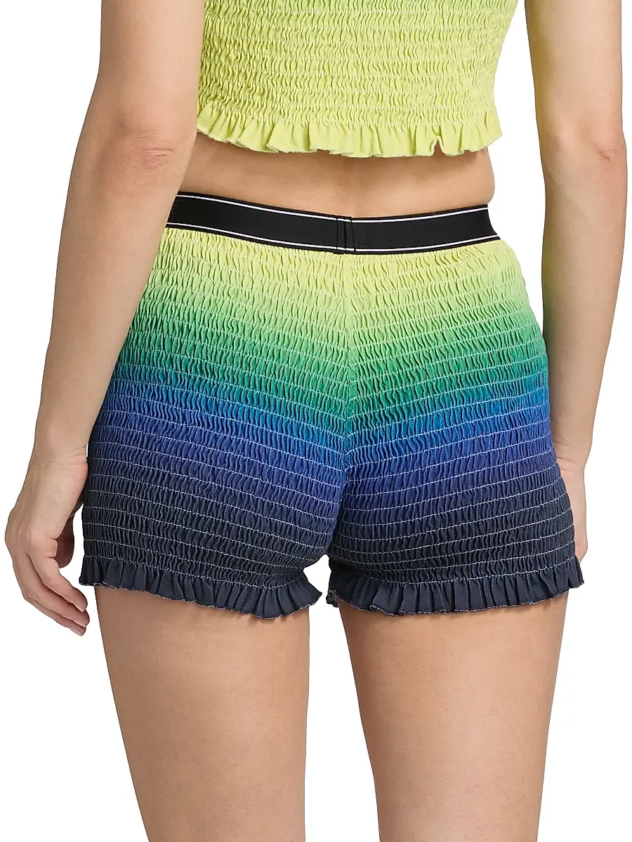 Casablanca Women's Gradient Shirred Cotton Shorts - Gradient | Thumbnail 5 Casablanca Women's Gradient Shirred Cotton Shorts - Gradient | Thumbnail 5