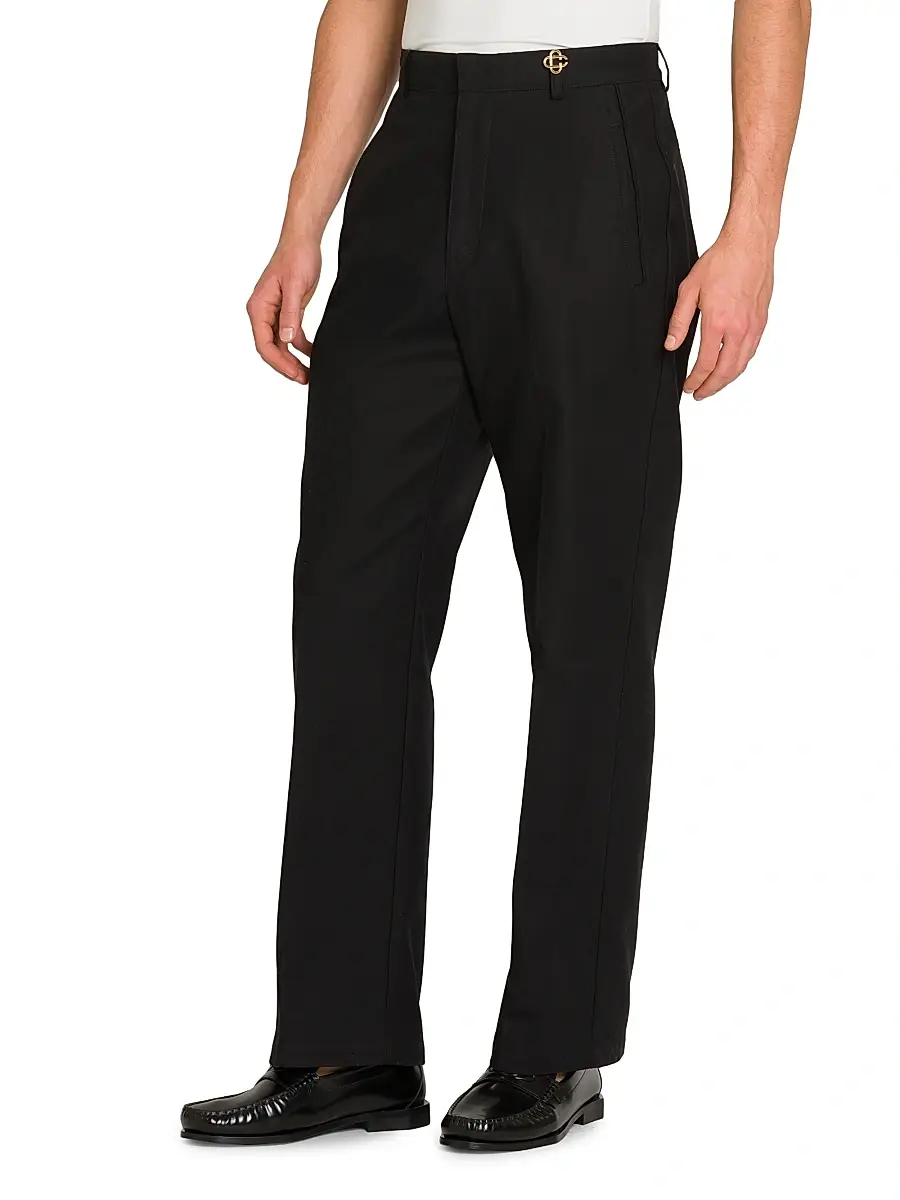 Casablanca Men's Stretch-Cotton Mid-Rise Straight-Leg Chinos - Black | Thumbnail 4 Casablanca Men's Stretch-Cotton Mid-Rise Straight-Leg Chinos - Black | Thumbnail 4