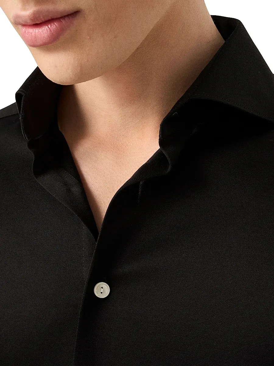 Eton Men's Cotton Jacquard Contemporary-Fit Shirt - Black | Thumbnail 4 Eton Men's Cotton Jacquard Contemporary-Fit Shirt - Black | Thumbnail 4