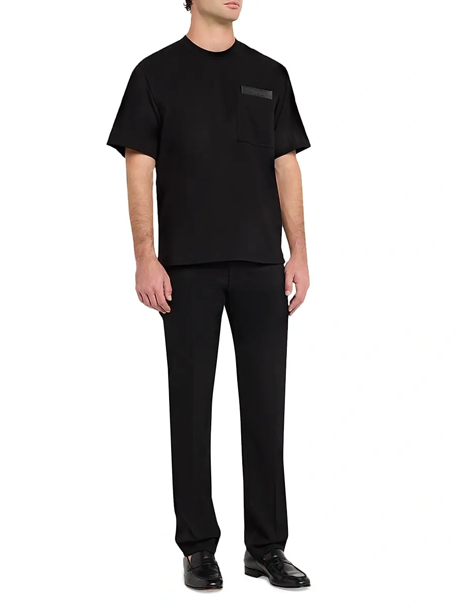FERRAGAMO Men's Cotton Logo-Patch T-Shirt - Black | Thumbnail 2 FERRAGAMO Men's Cotton Logo-Patch T-Shirt - Black | Thumbnail 2