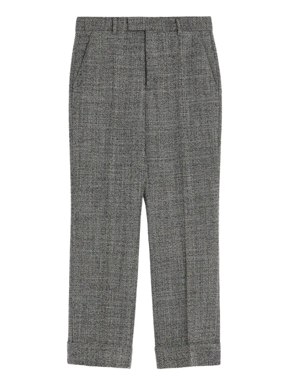 Men's Mouliné Wool Pants with Cuffs - Grey Men's Mouliné Wool Pants with Cuffs - Grey