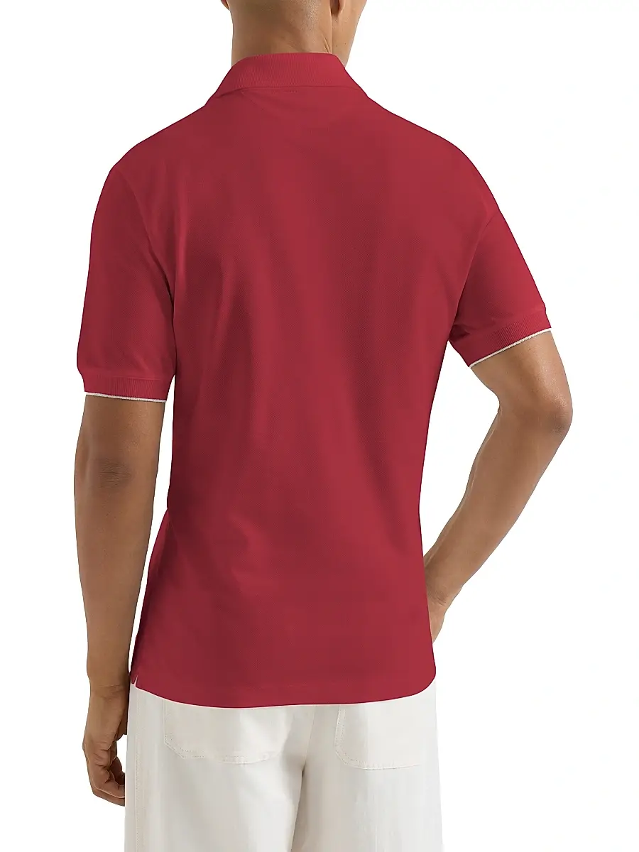 Brunello Cucinelli Men's Cotton Piqué Polo Shirt with Logo | Thumbnail 3 Brunello Cucinelli Men's Cotton Piqué Polo Shirt with Logo | Thumbnail 3