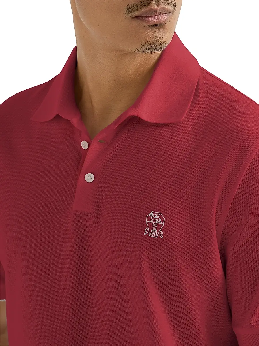 Brunello Cucinelli Men's Cotton Piqué Polo Shirt with Logo | Thumbnail 4 Brunello Cucinelli Men's Cotton Piqué Polo Shirt with Logo | Thumbnail 4