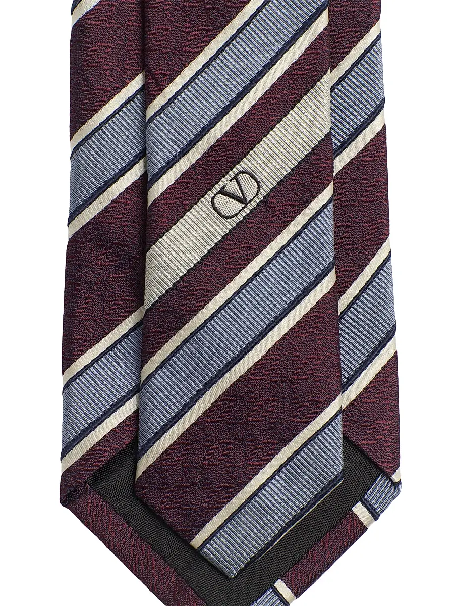 Valentino Garavani Men's Valentie Striped Silk Tie - Maroon Azure | Thumbnail 3