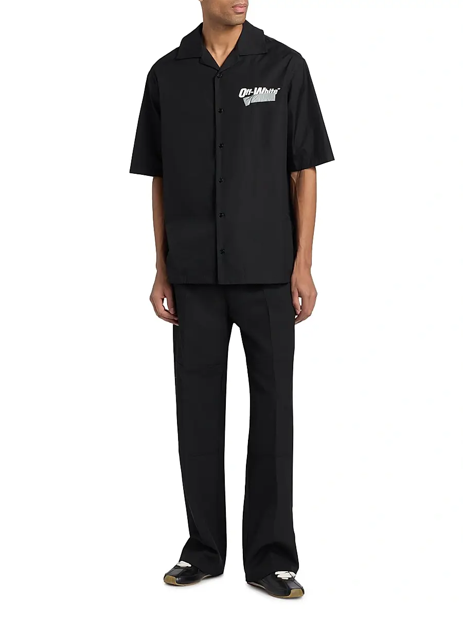Off-White Men's Tape Logo Poplin Bowling Shirt | Thumbnail 2