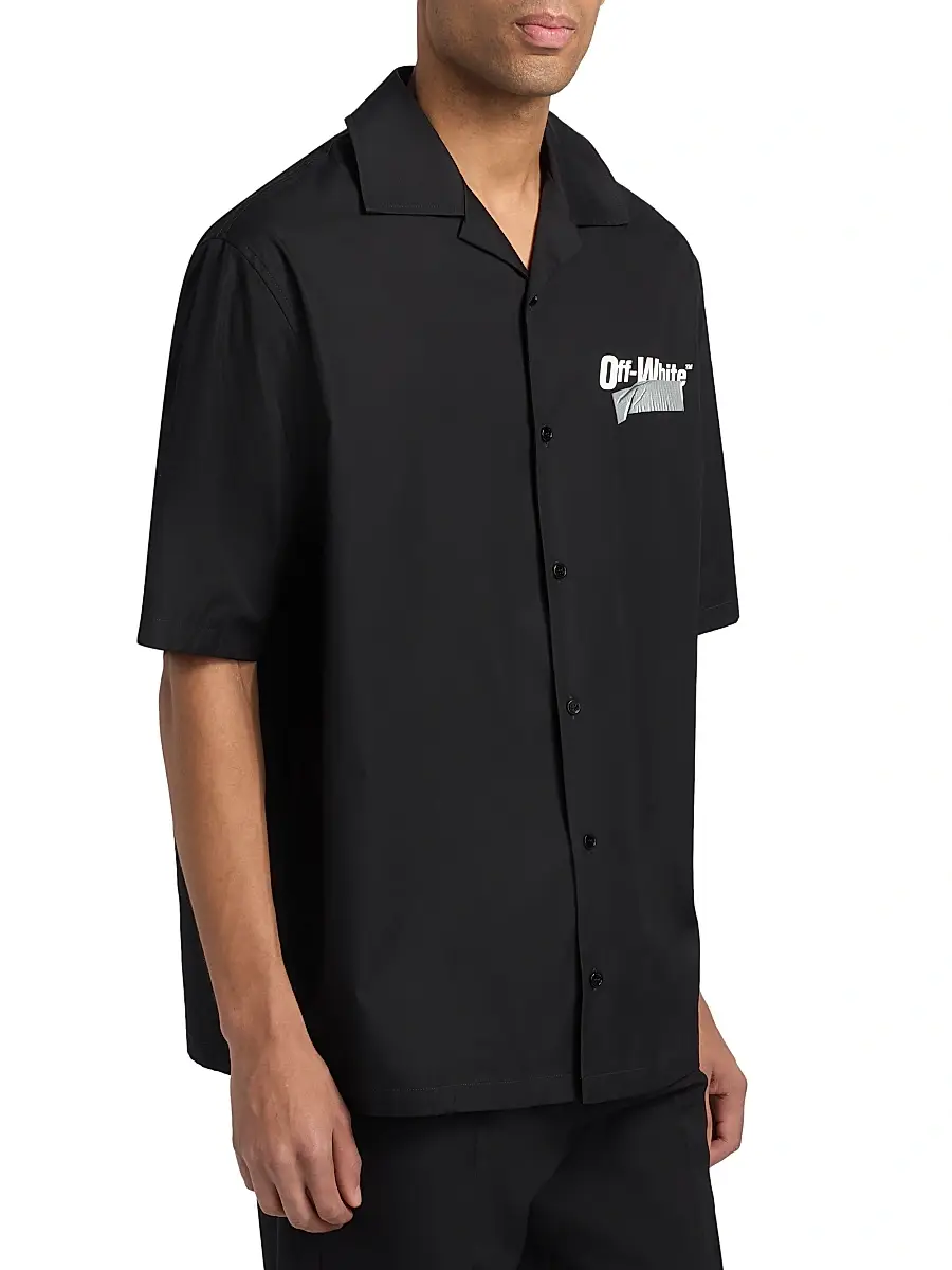 Off-White Men's Tape Logo Poplin Bowling Shirt | Thumbnail 4