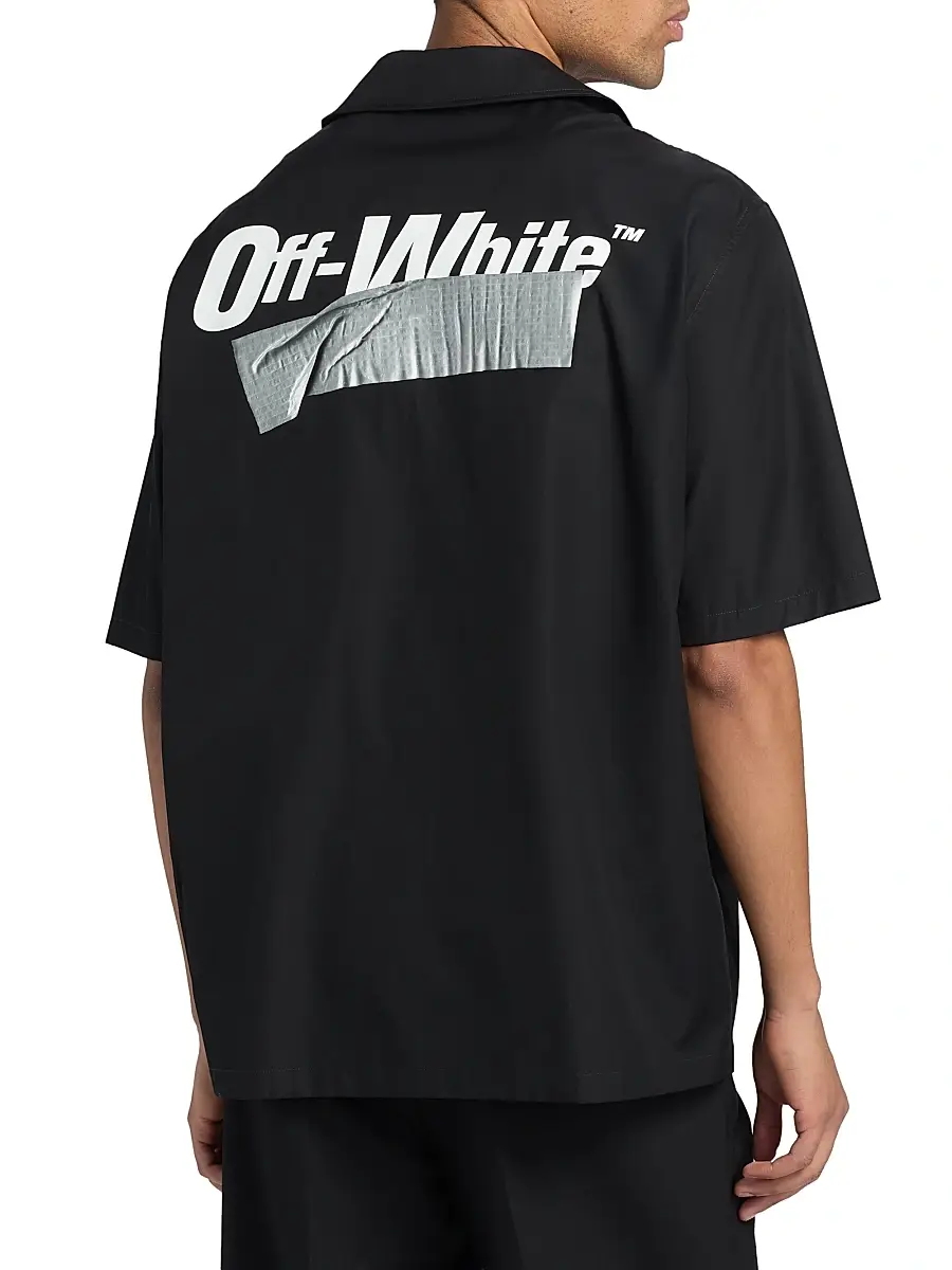 Off-White Men's Tape Logo Poplin Bowling Shirt | Thumbnail 5