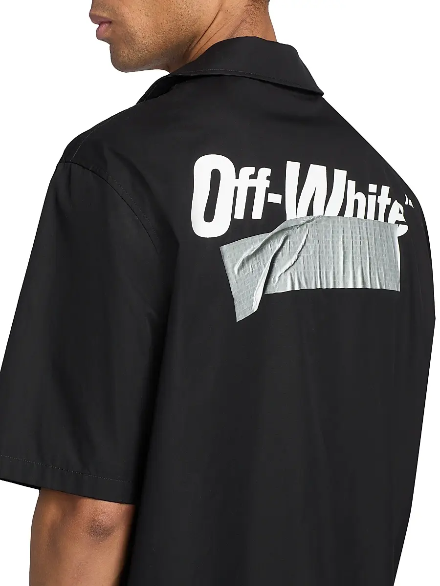Off-White Men's Tape Logo Poplin Bowling Shirt | Thumbnail 6