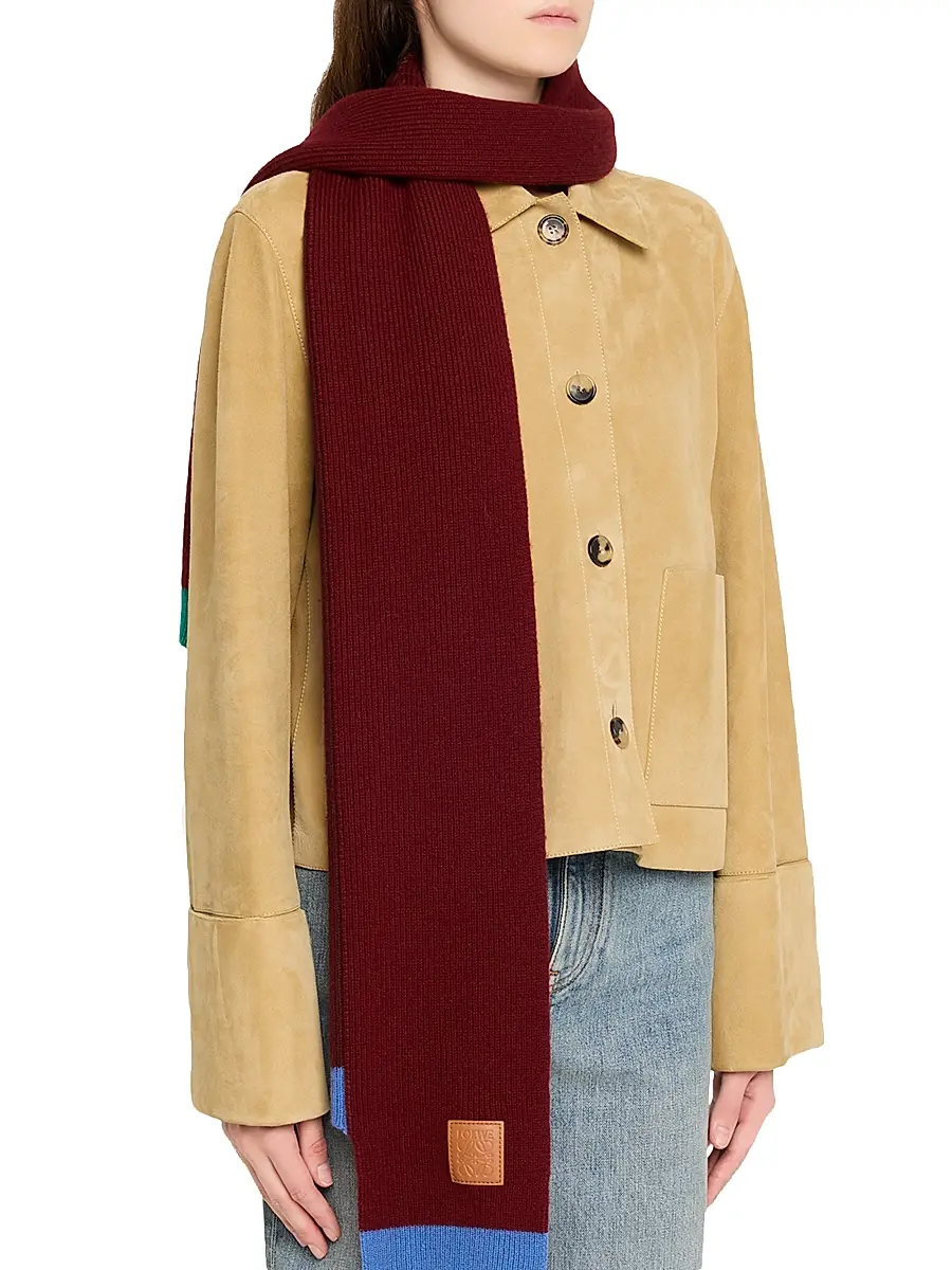 Loewe Women's Wool Rib-Knit Asymmetric Scarf | Thumbnail 2 Loewe Women's Wool Rib-Knit Asymmetric Scarf | Thumbnail 2