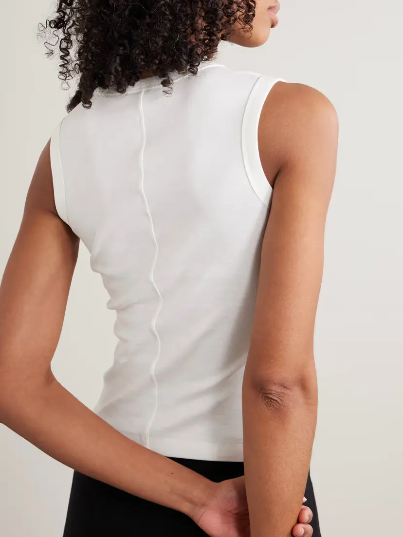 FLORE FLORE Esmé Ribbed Organic Cotton-jersey Tank | Thumbnail 3 FLORE FLORE Esmé Ribbed Organic Cotton-jersey Tank | Thumbnail 3
