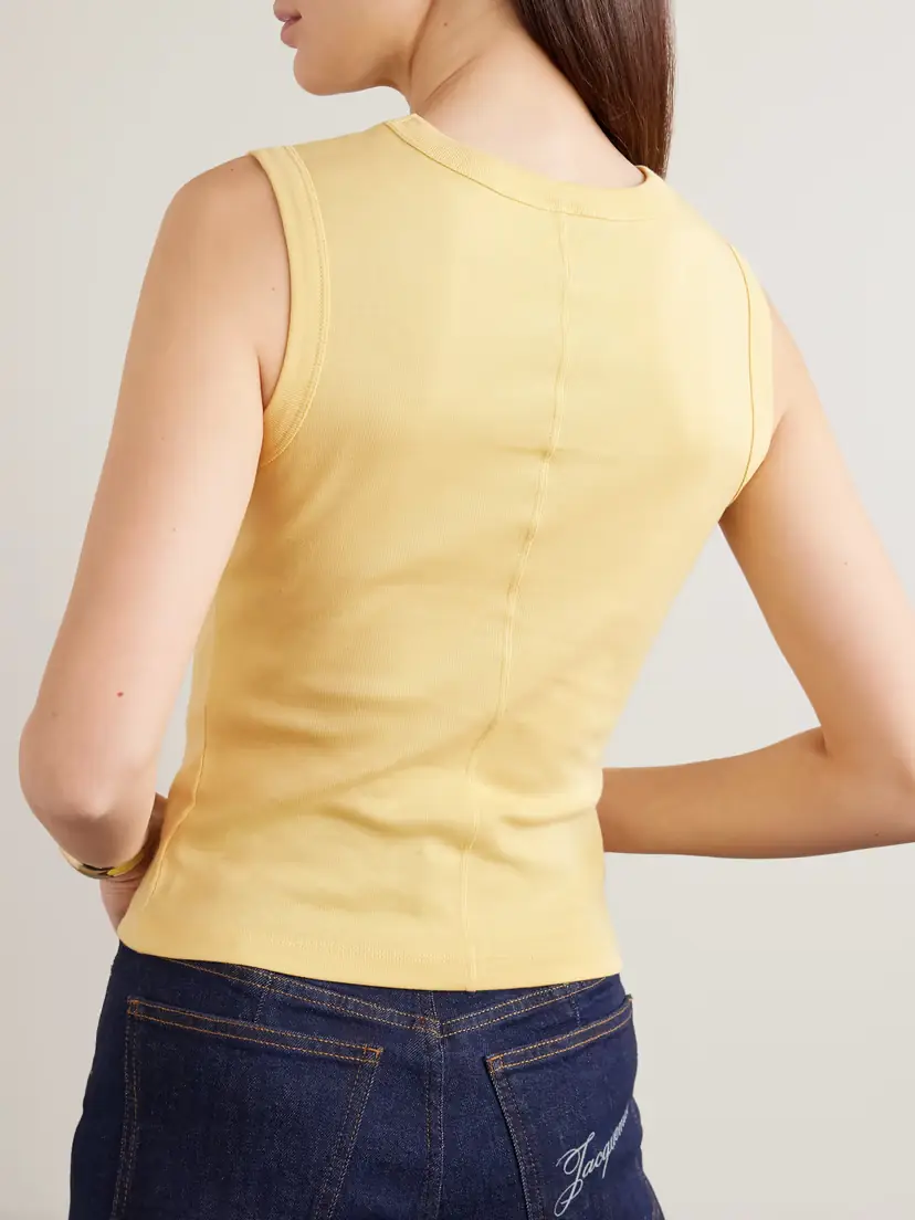 FLORE FLORE Esmé Ribbed Organic Cotton-jersey Tank | Thumbnail 3 FLORE FLORE Esmé Ribbed Organic Cotton-jersey Tank | Thumbnail 3