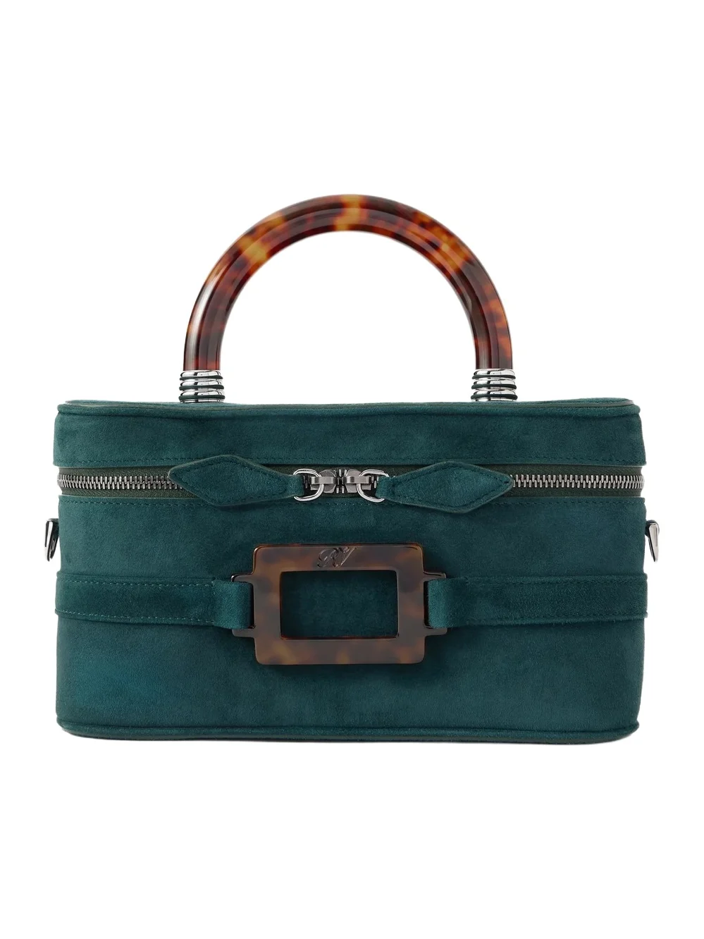 Roger Vivier Belle Vivier Vanity Mini Buckled Suede Clutch