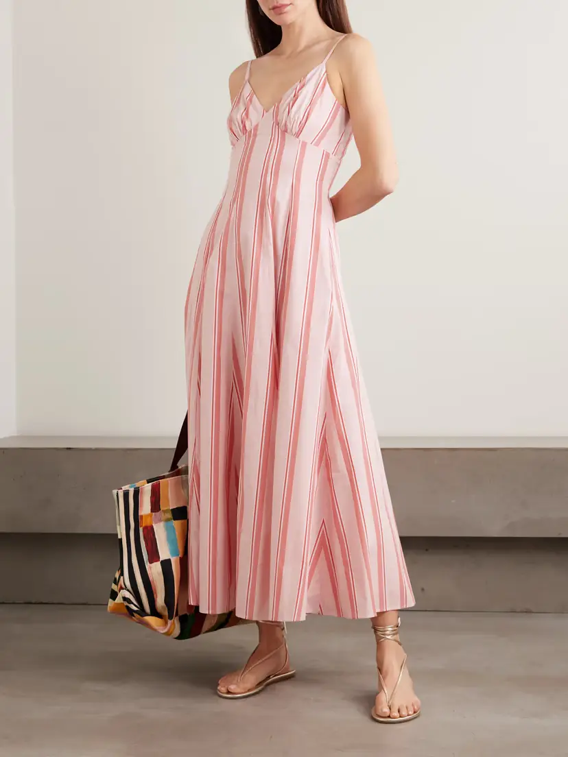 Rosie Assoulin Gathered Striped Cotton Midi Dress | Thumbnail 2 Rosie Assoulin Gathered Striped Cotton Midi Dress | Thumbnail 2