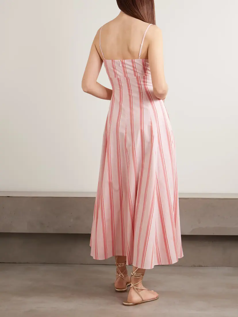 Rosie Assoulin Gathered Striped Cotton Midi Dress | Thumbnail 3 Rosie Assoulin Gathered Striped Cotton Midi Dress | Thumbnail 3