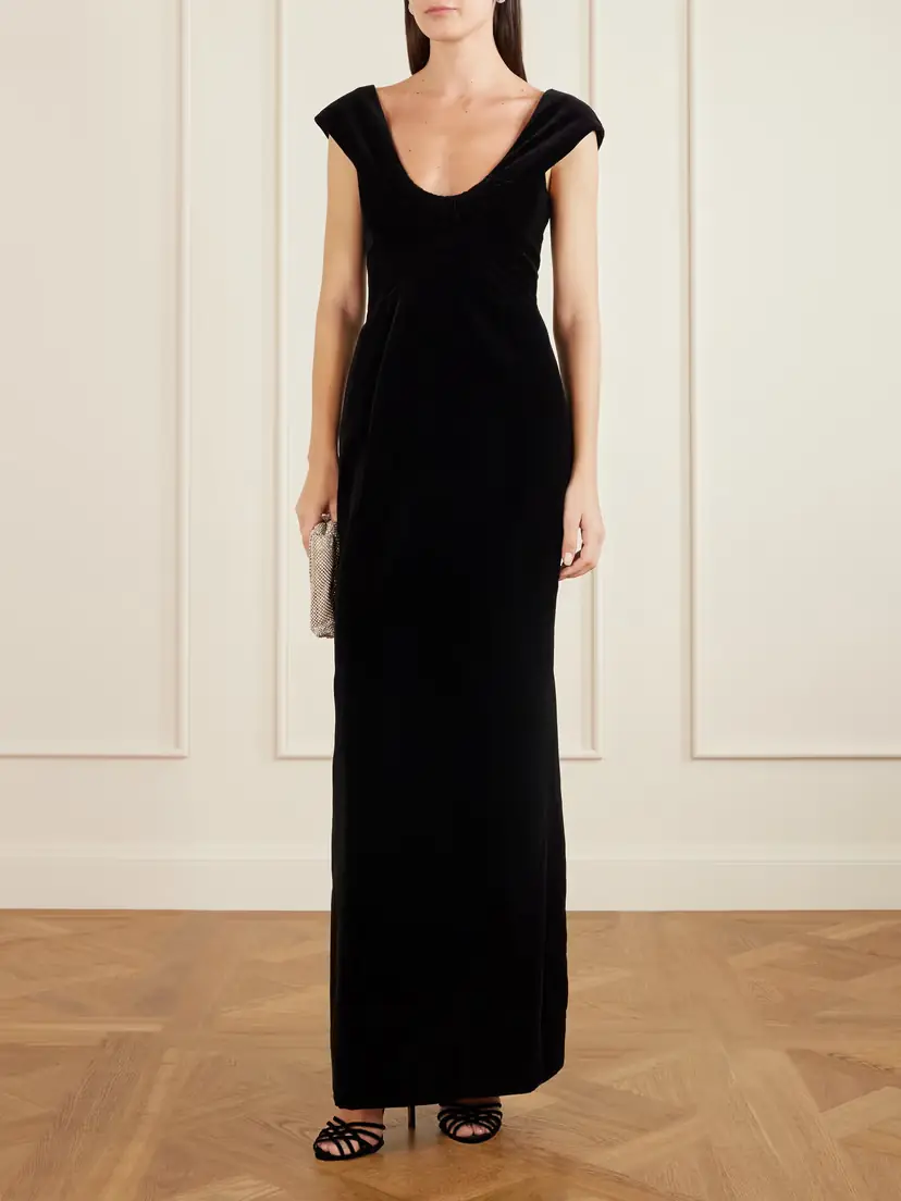 COLLEEN ALLEN Shirred Cotton-velvet Gown | Thumbnail 2 COLLEEN ALLEN Shirred Cotton-velvet Gown | Thumbnail 2