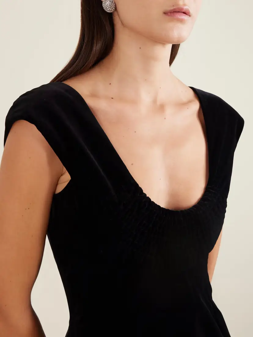 COLLEEN ALLEN Shirred Cotton-velvet Gown | Thumbnail 5 COLLEEN ALLEN Shirred Cotton-velvet Gown | Thumbnail 5