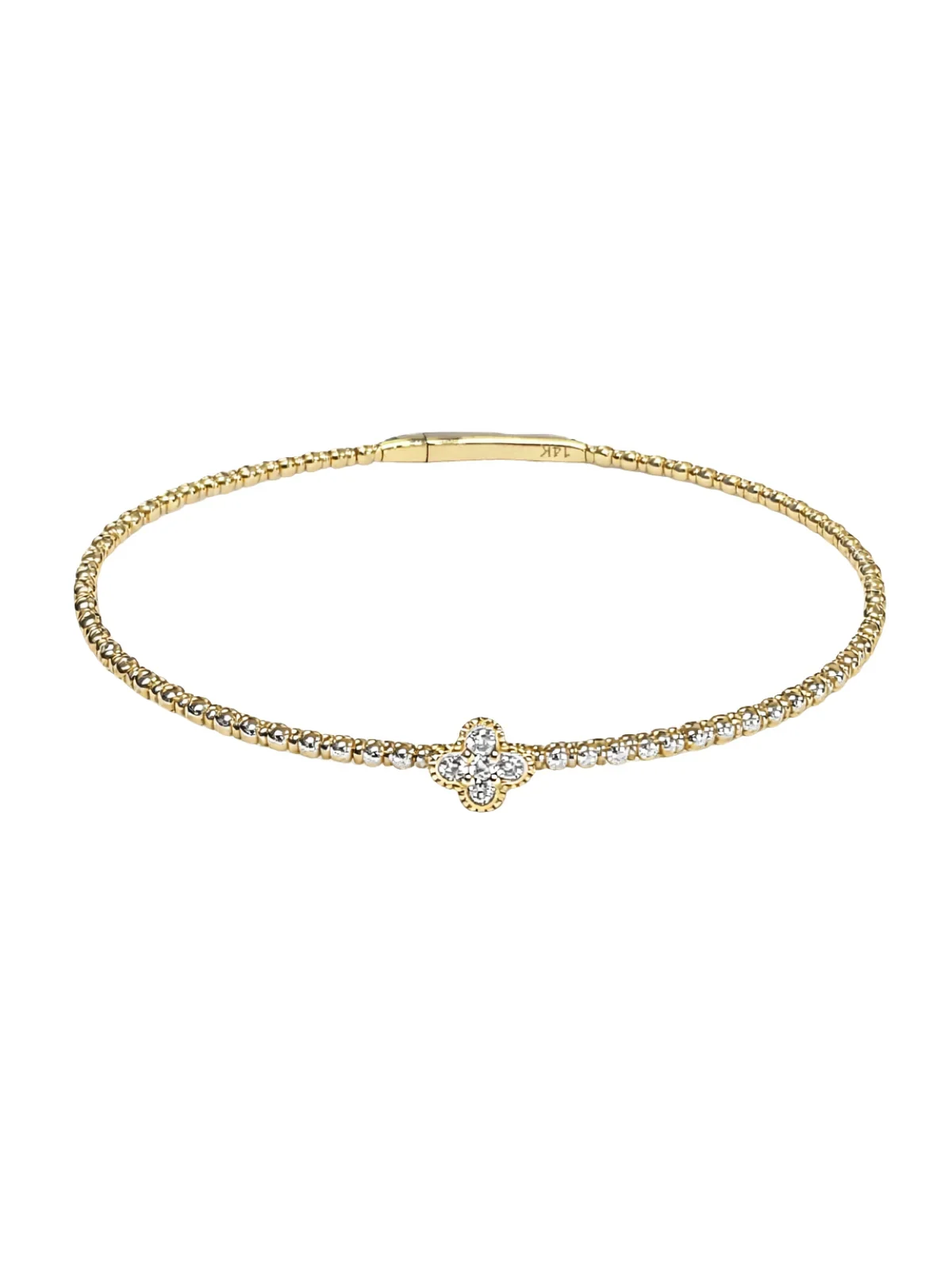 0.11ct Diamond 14K Gold Dainty Flower Flexible Bracelet