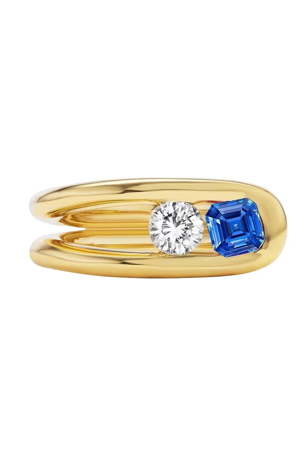 Blue Sapphire Diamond Impact Ring Blue Sapphire Diamond Impact Ring