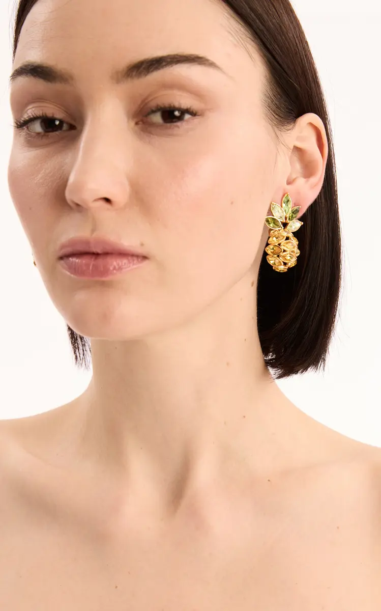 Oscar de la Renta Crystal Pineapple Earrings | Thumbnail 3 Oscar de la Renta Crystal Pineapple Earrings | Thumbnail 3