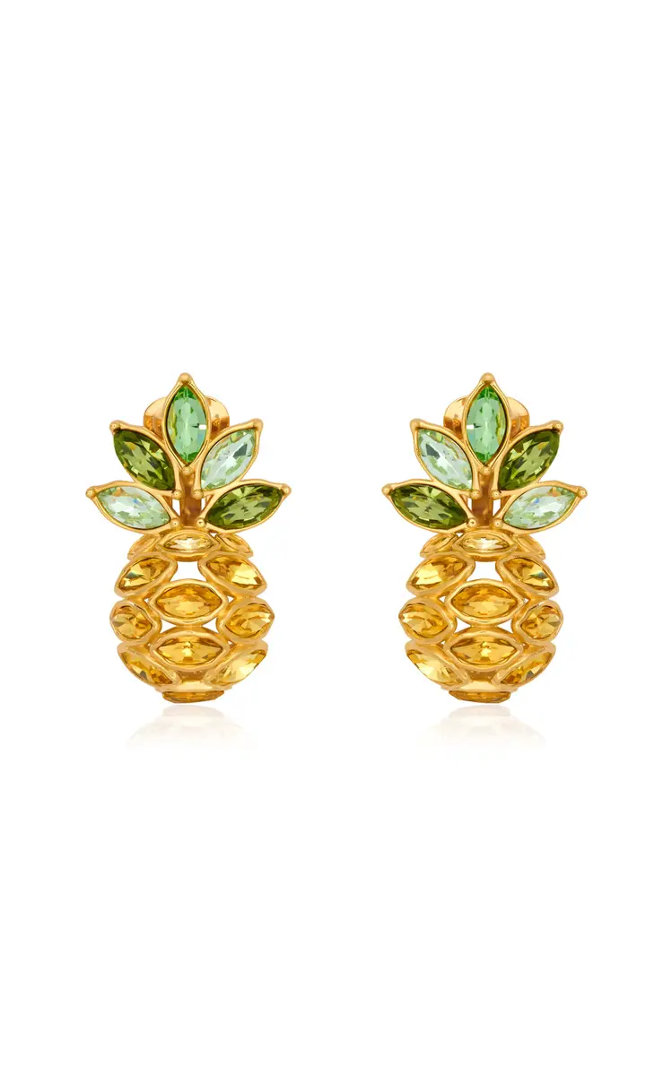 Oscar de la Renta Crystal Pineapple Earrings