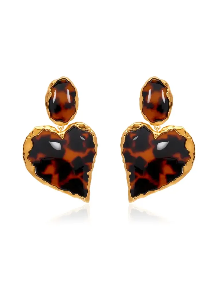 Tortoiseshell Heart Earrings Tortoiseshell Heart Earrings