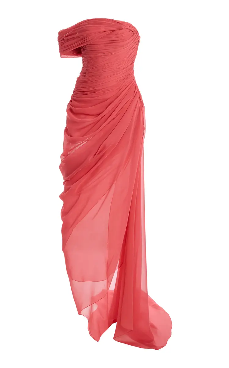 Oscar de la Renta Draped Silk-Chiffon Gown | Thumbnail 5 Oscar de la Renta Draped Silk-Chiffon Gown | Thumbnail 5