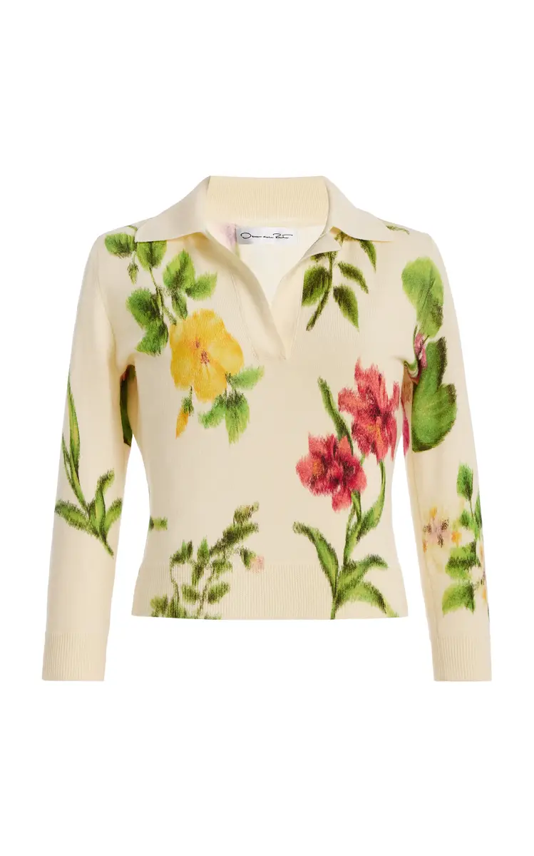 Oscar de la Renta Toile-Printed Virgin Wool Top | Thumbnail 3
