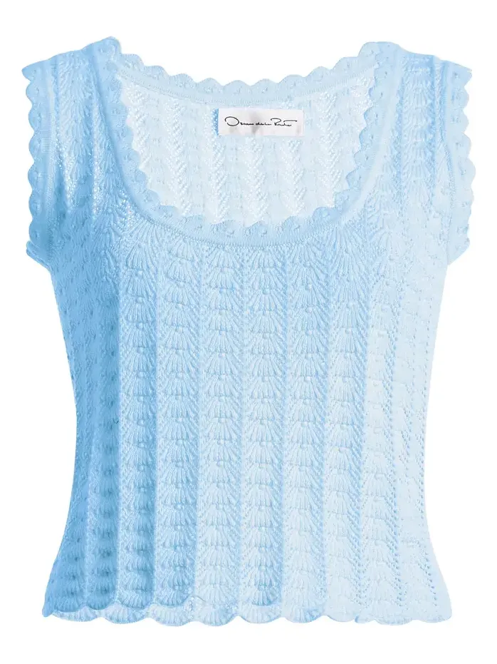 Pointelle-Knit Cotton-Silk Tank Top
