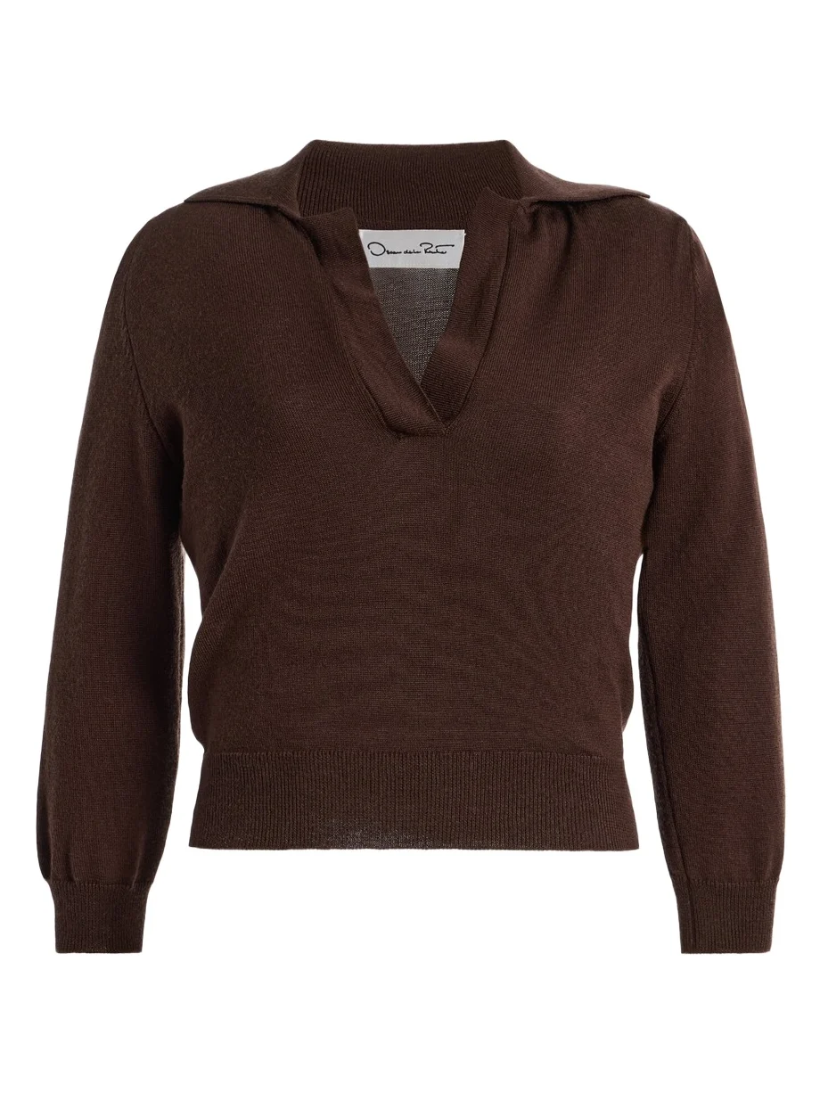 Oscar de la Renta Cropped Wool Sweater