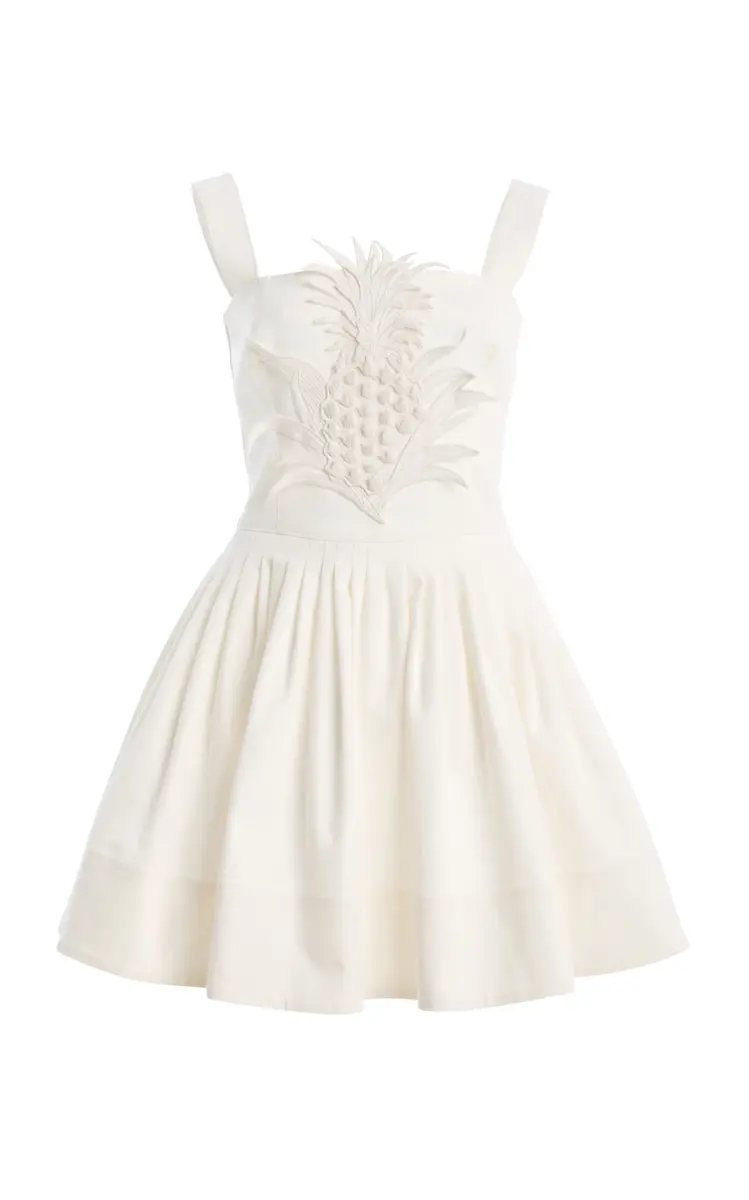 Oscar de la Renta Pineapple-Embroidered Denim Mini Dress | Thumbnail 9
