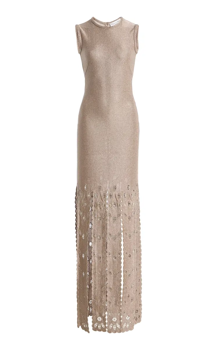 Oscar de la Renta Fringed Metallic Maxi Dress | Thumbnail 4 Oscar de la Renta Fringed Metallic Maxi Dress | Thumbnail 4