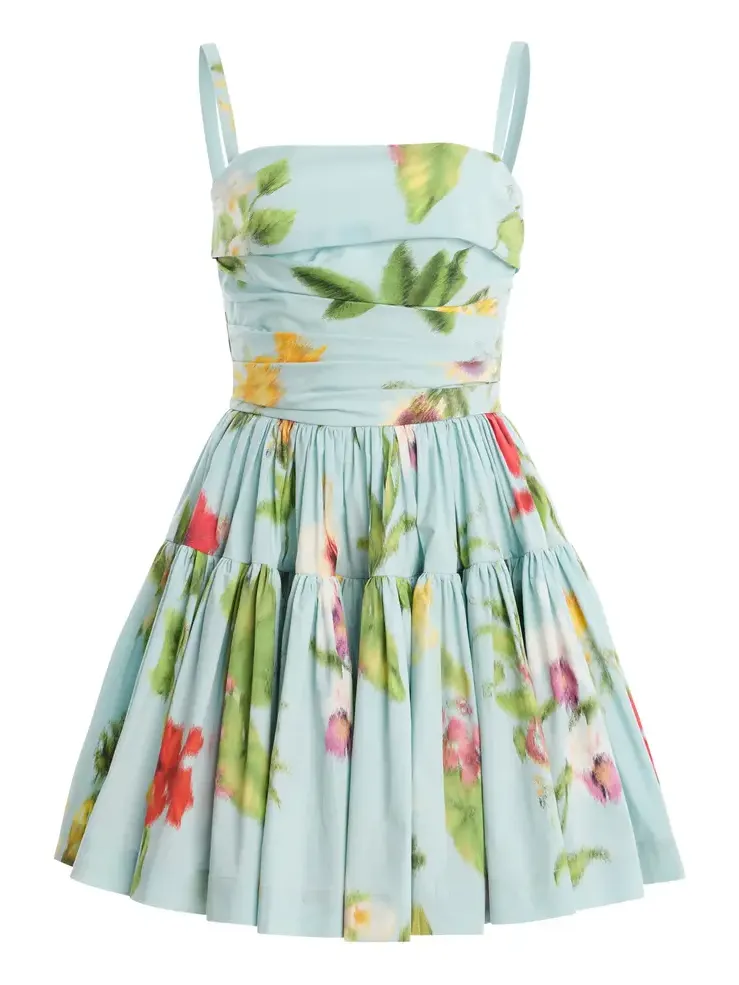 Floral Stretch Cotton-Poplin Mini Dress Floral Stretch Cotton-Poplin Mini Dress