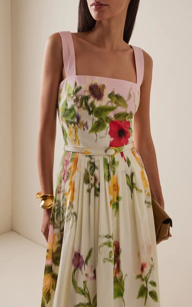 Oscar de la Renta Scarf-Printed Stretch Cotton-Poplin Midi Dress | Thumbnail 3 Oscar de la Renta Scarf-Printed Stretch Cotton-Poplin Midi Dress | Thumbnail 3