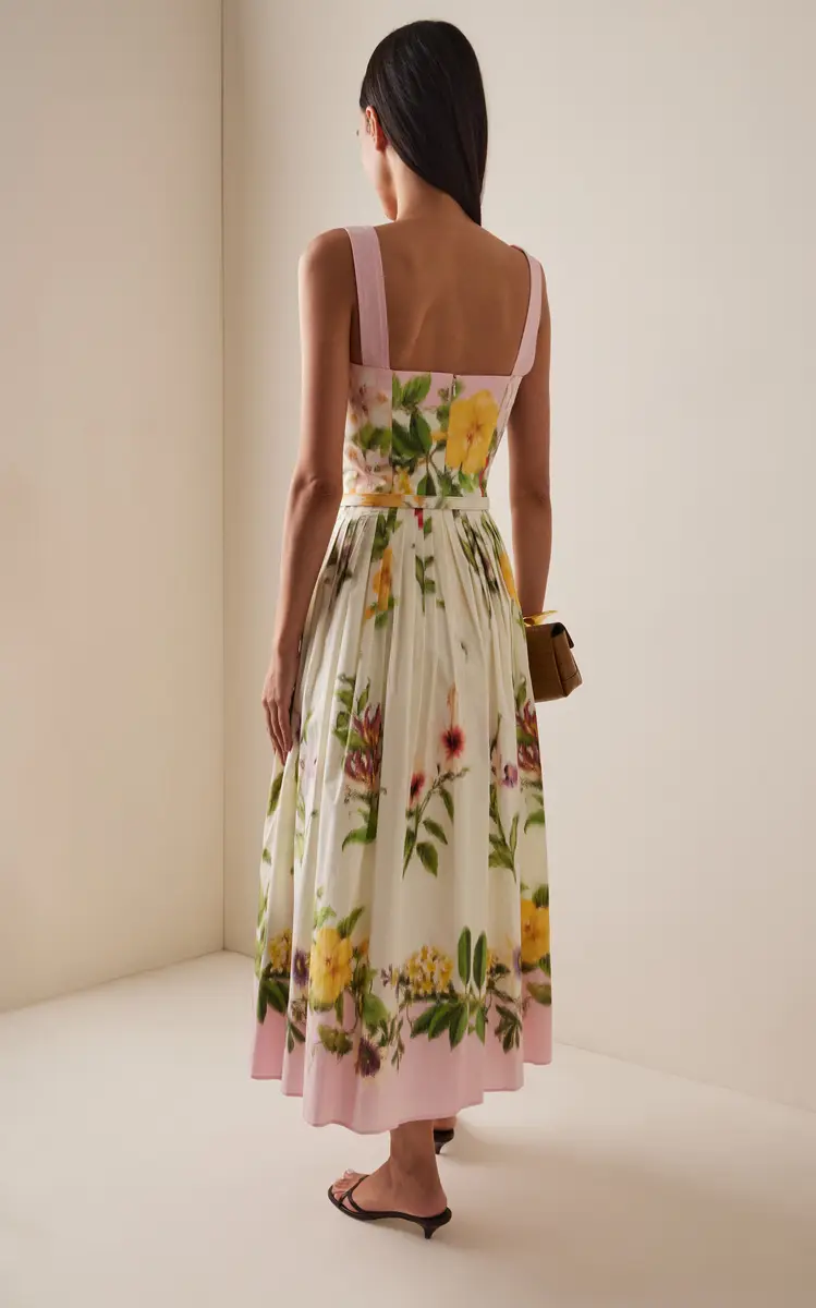 Oscar de la Renta Scarf-Printed Stretch Cotton-Poplin Midi Dress | Thumbnail 4 Oscar de la Renta Scarf-Printed Stretch Cotton-Poplin Midi Dress | Thumbnail 4