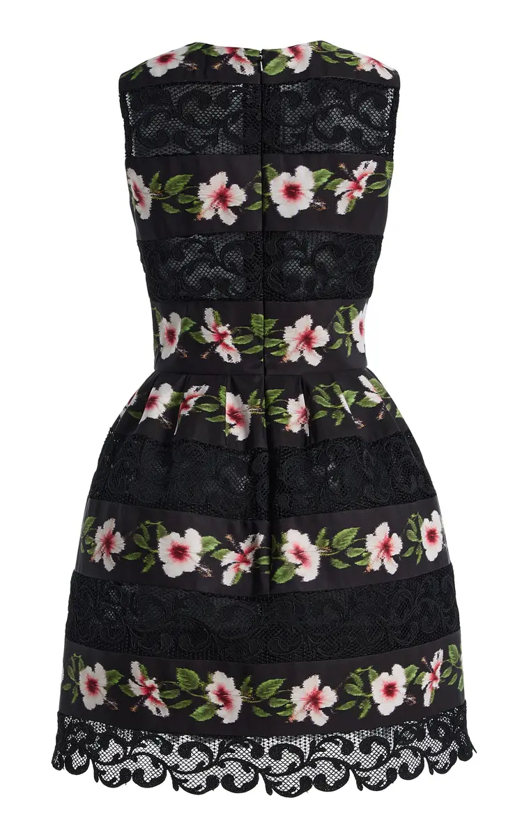 Oscar de la Renta Hibiscus-Striped Faille Mini Dress | Thumbnail 6