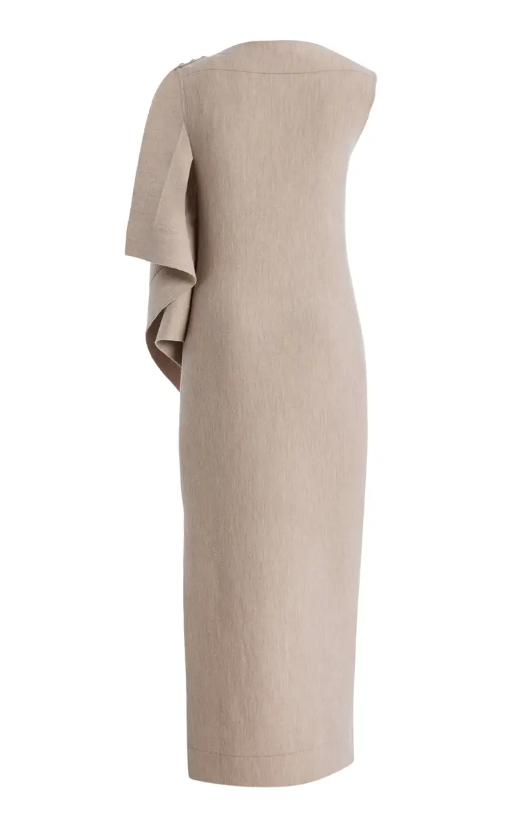 Oscar de la Renta Draped Virgin Wool Midi Dress | Thumbnail 5
