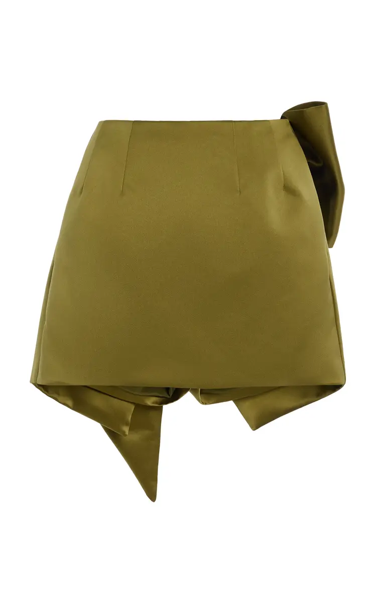 Oscar de la Renta Draped Satin Mini Skort | Thumbnail 8