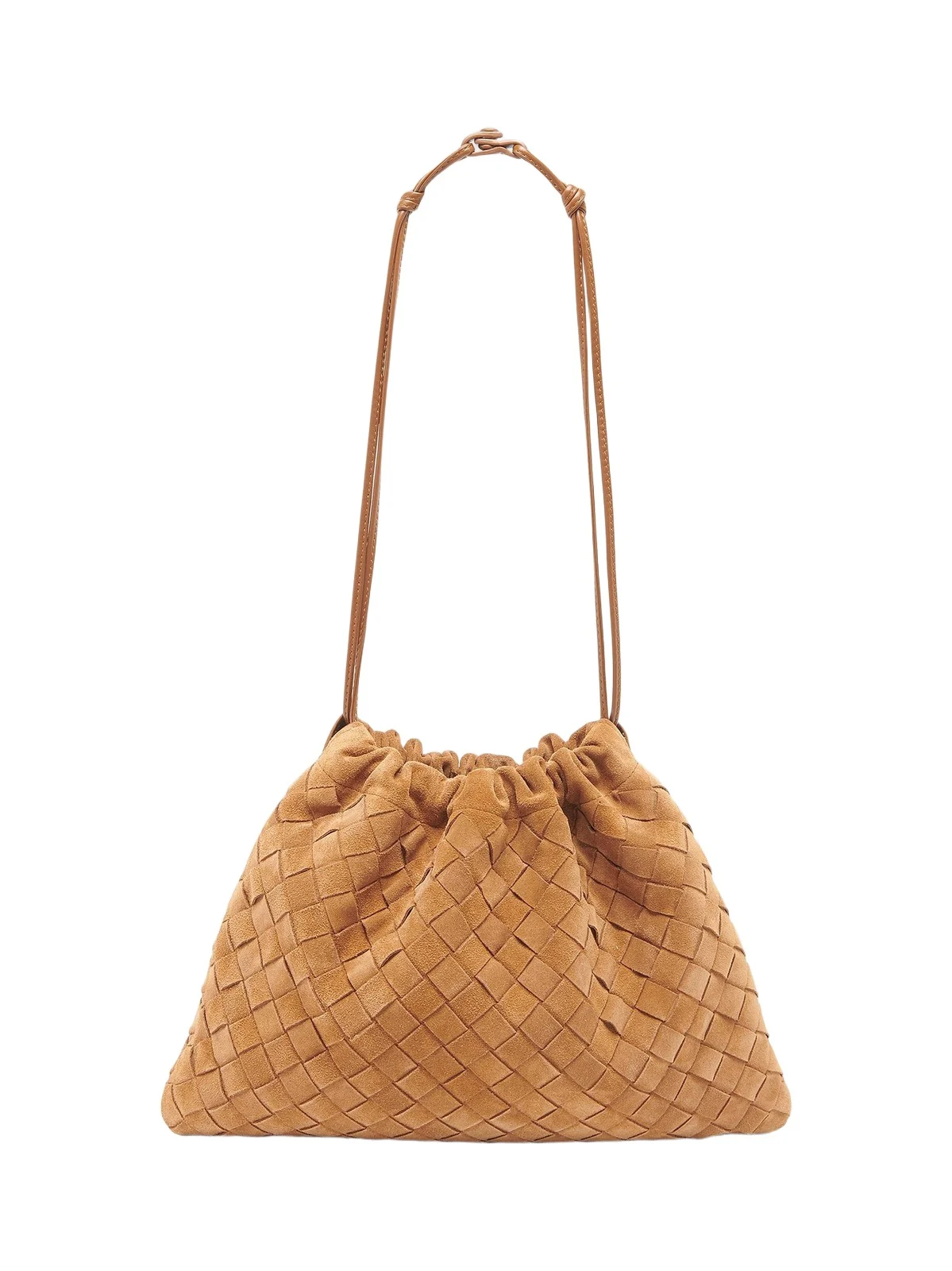 Women's Medium Dustbag Intrecciato Suede Shoulder Bag Women's Medium Dustbag Intrecciato Suede Shoulder Bag