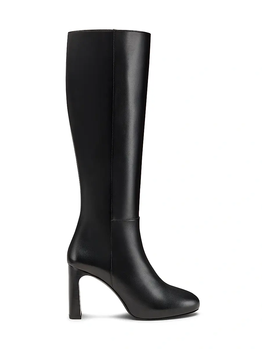 Stuart Weitzman Women's Babette 0MM Platform Zip Leather Knee Boots - Black | Image 1 Stuart Weitzman Women's Babette 0MM Platform Zip Leather Knee Boots - Black | Image 1