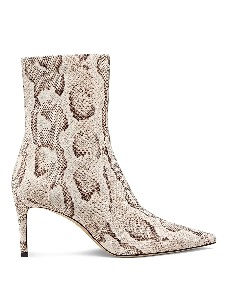 Stuart Weitzman Women's Stuart 75MM Snake-Embossed Leather Booties - Cream | Image 1 Stuart Weitzman Women's Stuart 75MM Snake-Embossed Leather Booties - Cream | Image 1