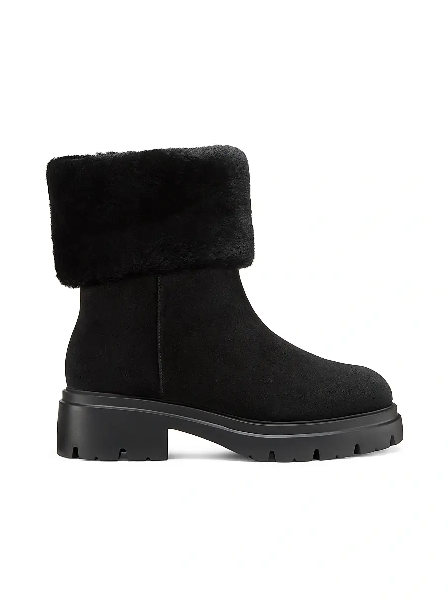 Stuart Weitzman Women's Hudson 50MM Shearling Booties - Black | Image 1 Stuart Weitzman Women's Hudson 50MM Shearling Booties - Black | Image 1