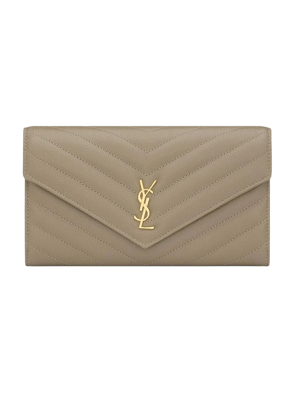Saint Laurent Women's Cassandre Large Flap Wallet in Grain De Poudre Leather