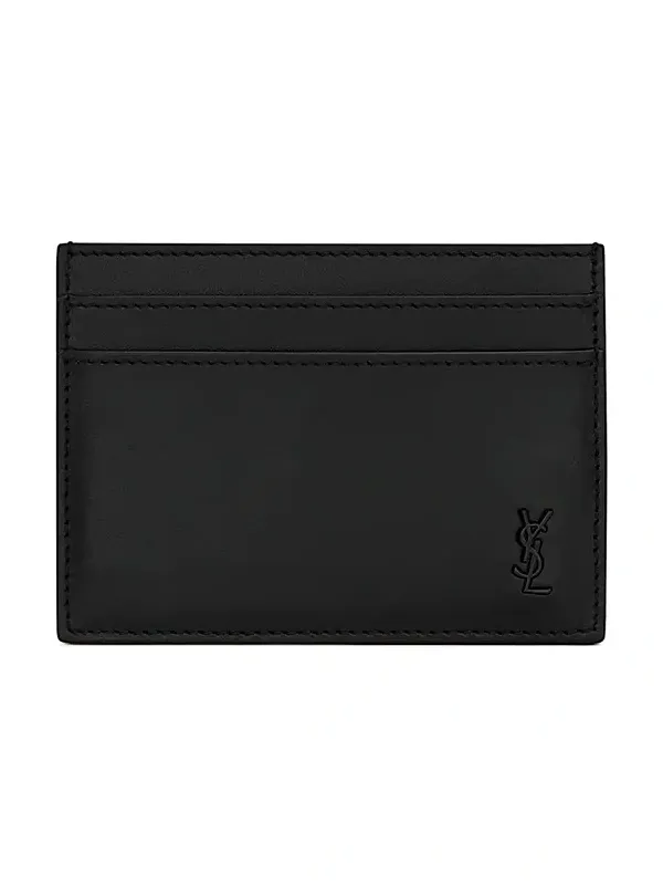 Men's Tiny Cassandre Card Case in Matte Leather - Black Men's Tiny Cassandre Card Case in Matte Leather - Black