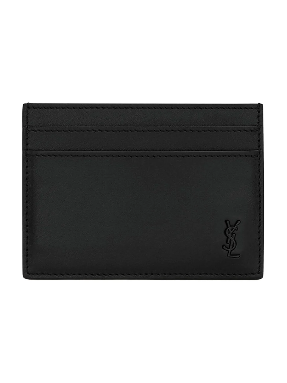 Saint Laurent Men's Tiny Cassandre Card Case in Matte Leather - Black