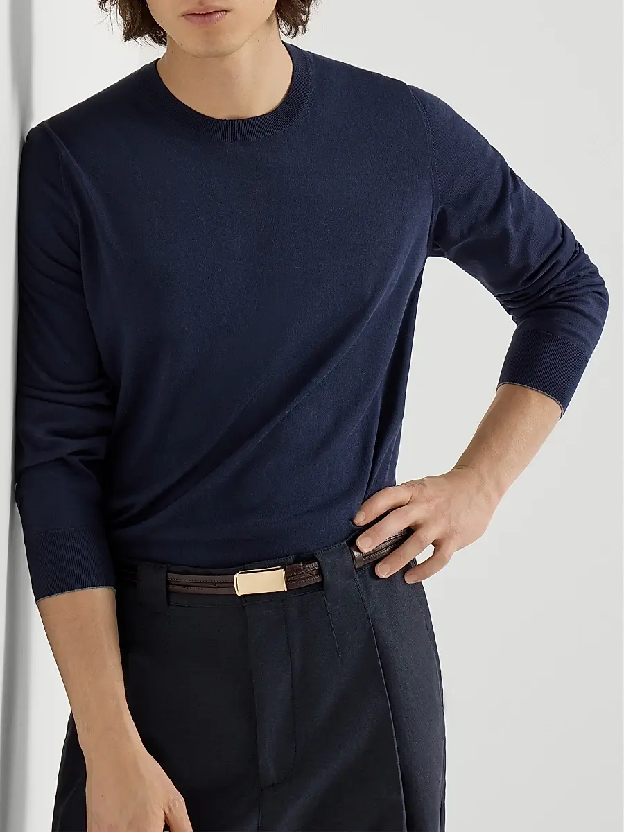 Brunello Cucinelli Men's Cotton Lightweight Sweater | Thumbnail 5 Brunello Cucinelli Men's Cotton Lightweight Sweater | Thumbnail 5