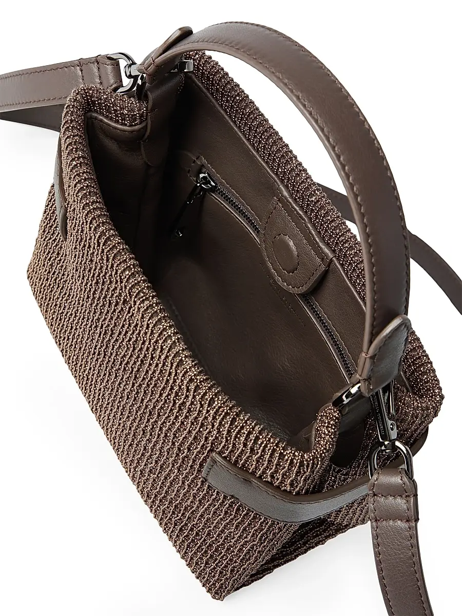 Brunello Cucinelli Women's Essence Small Top Handle Bag in Riding Leather - Brown | Thumbnail 5