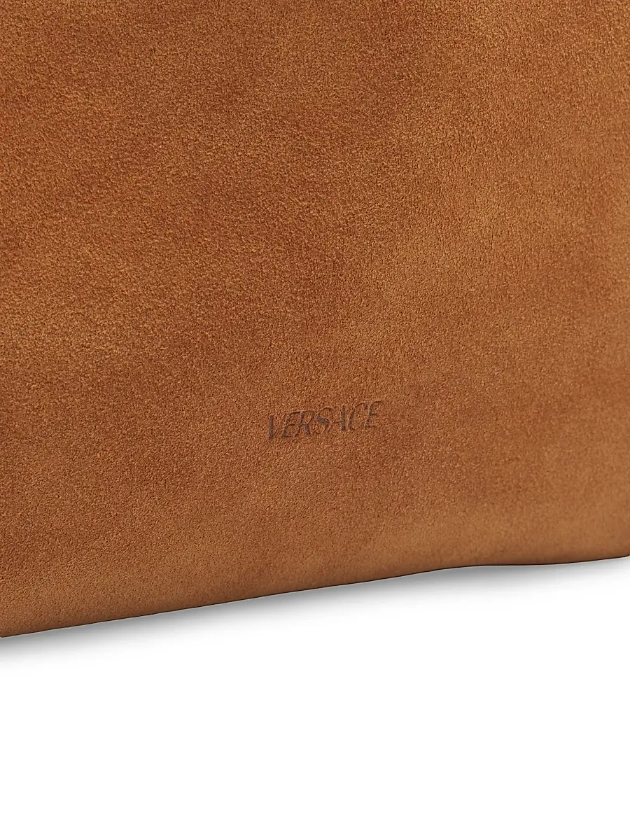 Versace Men's La Medusa Suede Tote - Cognac Gold | Thumbnail 6 Versace Men's La Medusa Suede Tote - Cognac Gold | Thumbnail 6