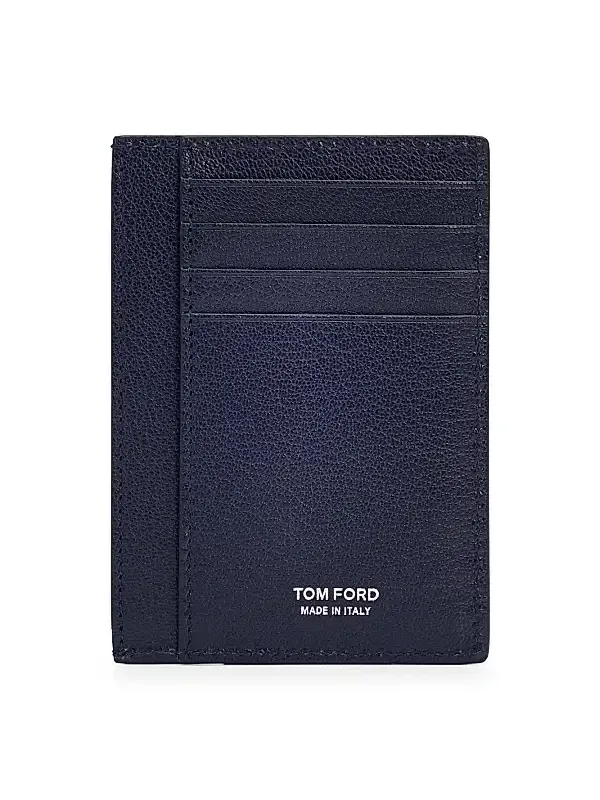 Men's Elongated T Line Leather Card Case
