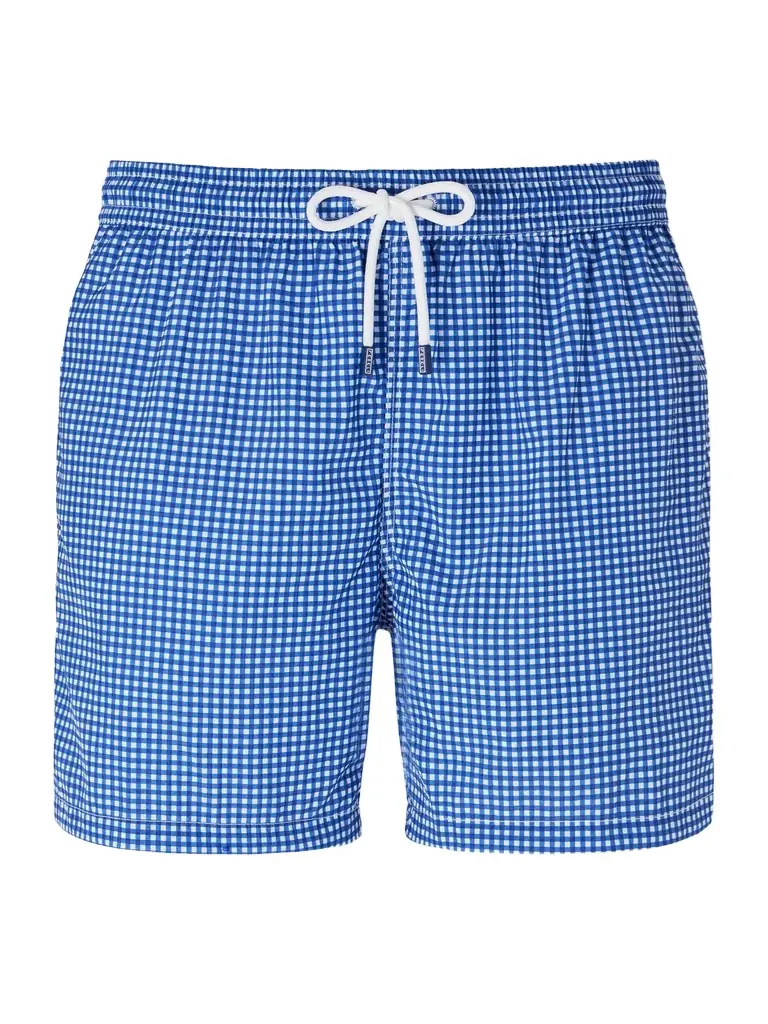 Madeira Straight-Leg Mid-Length Gingham Seersucker Swim Shorts - Men Madeira Straight-Leg Mid-Length Gingham Seersucker Swim Shorts - Men